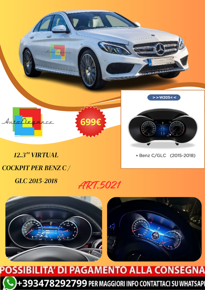 💫ART.5021 12.3'' Virtual Cockpit per Benz C / GLC 2015-2018💫
