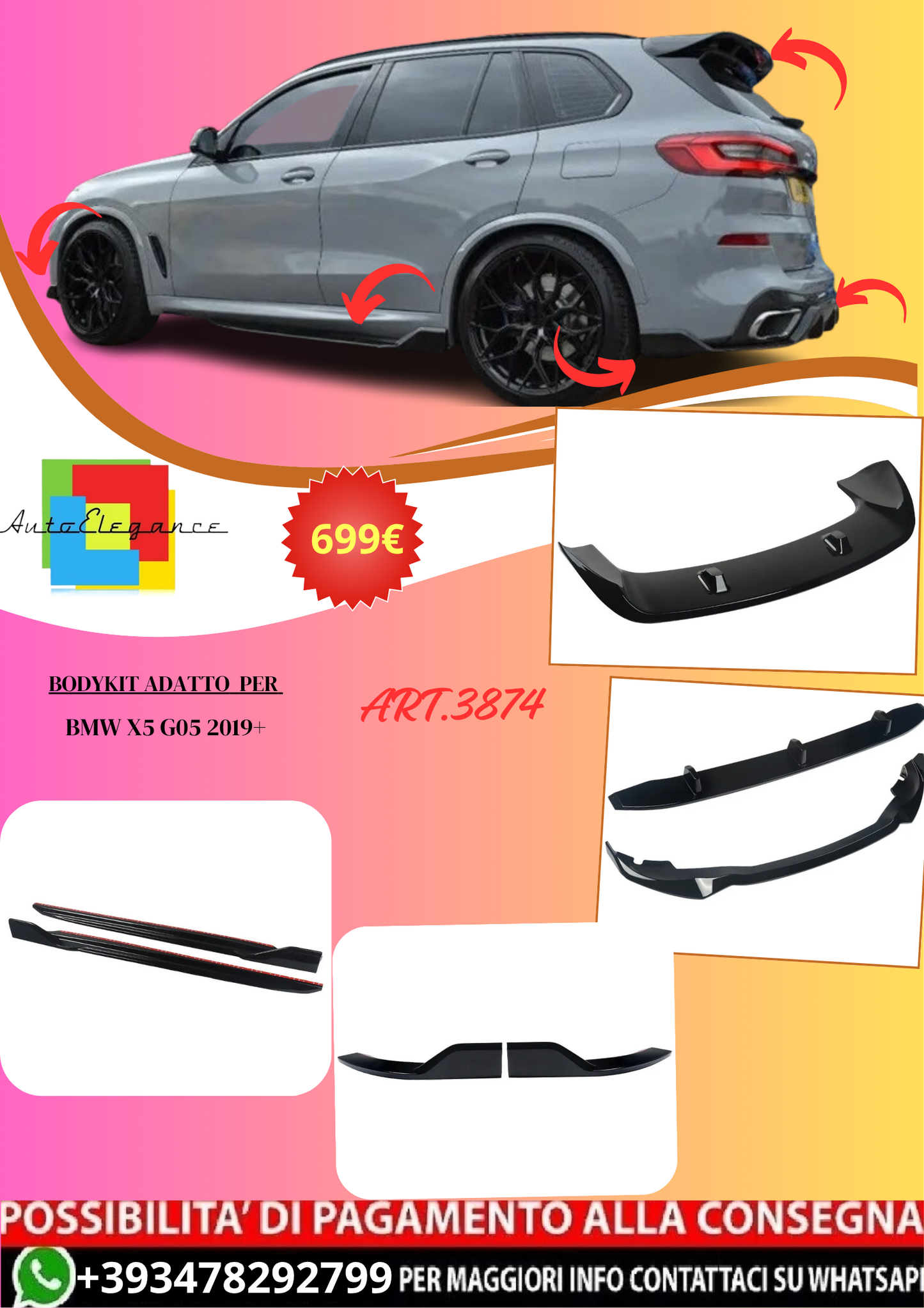 💫ART.3874 Bodykit adatto per BMW X5 G05 2019+💫