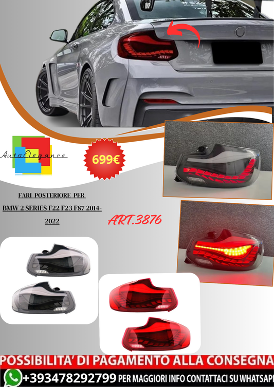 💫ART.3876 Fari Posteriori LED per BMW 2 Series F22 F23 F87 2014-2022💫