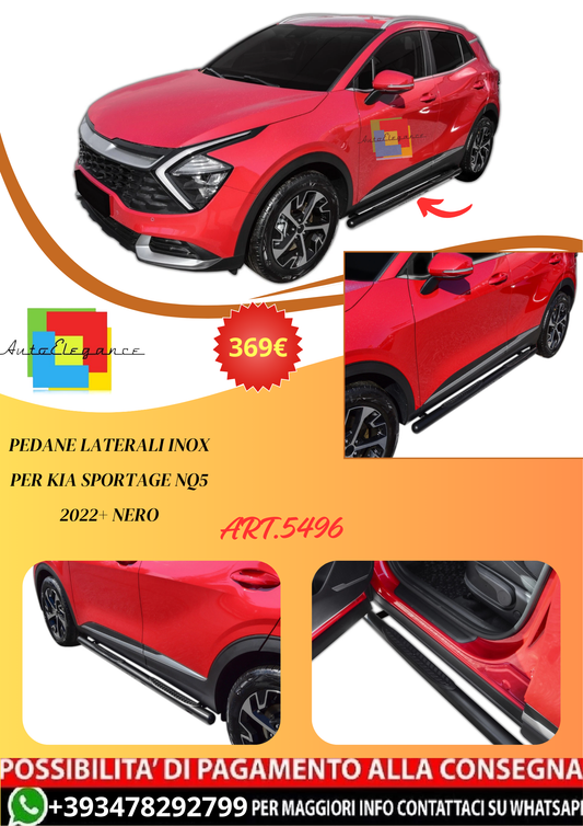 💫ART.5496 Pedane Laterali Inox per Kia Sportage NQ5 2022+ Nero💫