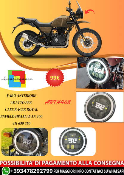 💫ART.4468 Faro Anterioire LED per Cafe Racer Royal Enfield Himalayan 400 411💫