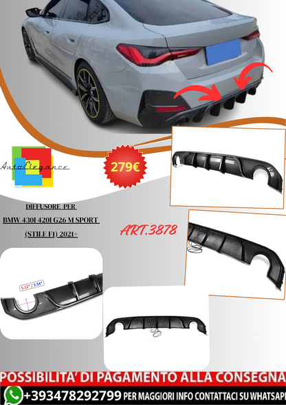 💫ART.3878 Diffusore per BMW 430i 420i G26 M Sport (Stile F1) 2021+💫