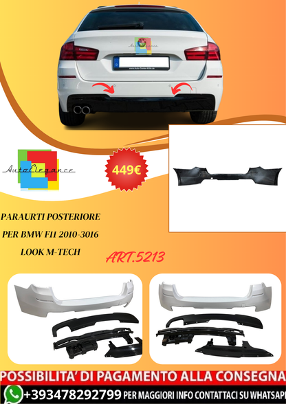 💫ART.5213 Paraurti Posteriore per BMW Serie 5 F11 2010-2016 Look M-Tech💫
