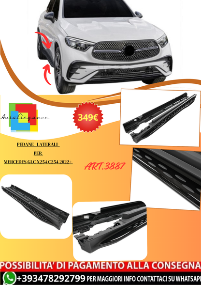 💫ART.3887 Pedane Laterali Soglia per Mercedes GLC X254 C254 2022+ (Nero)💫