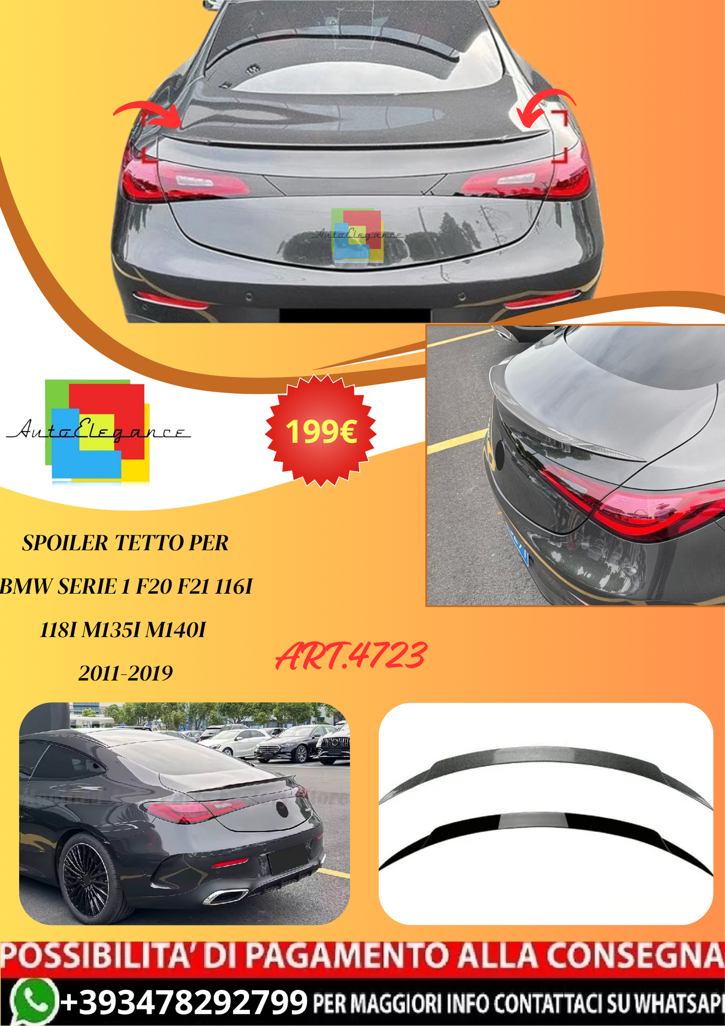 💫ART.4723 Spoiler adatto per M.Benz CLE Coupe C236 / AMG 2024💫