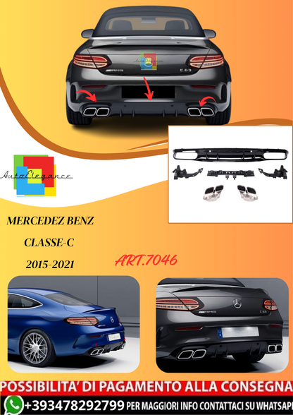 💫ART.7046 Diffusore + Terminali C63 AMG Facelift Look per Classe-C 15-21💫