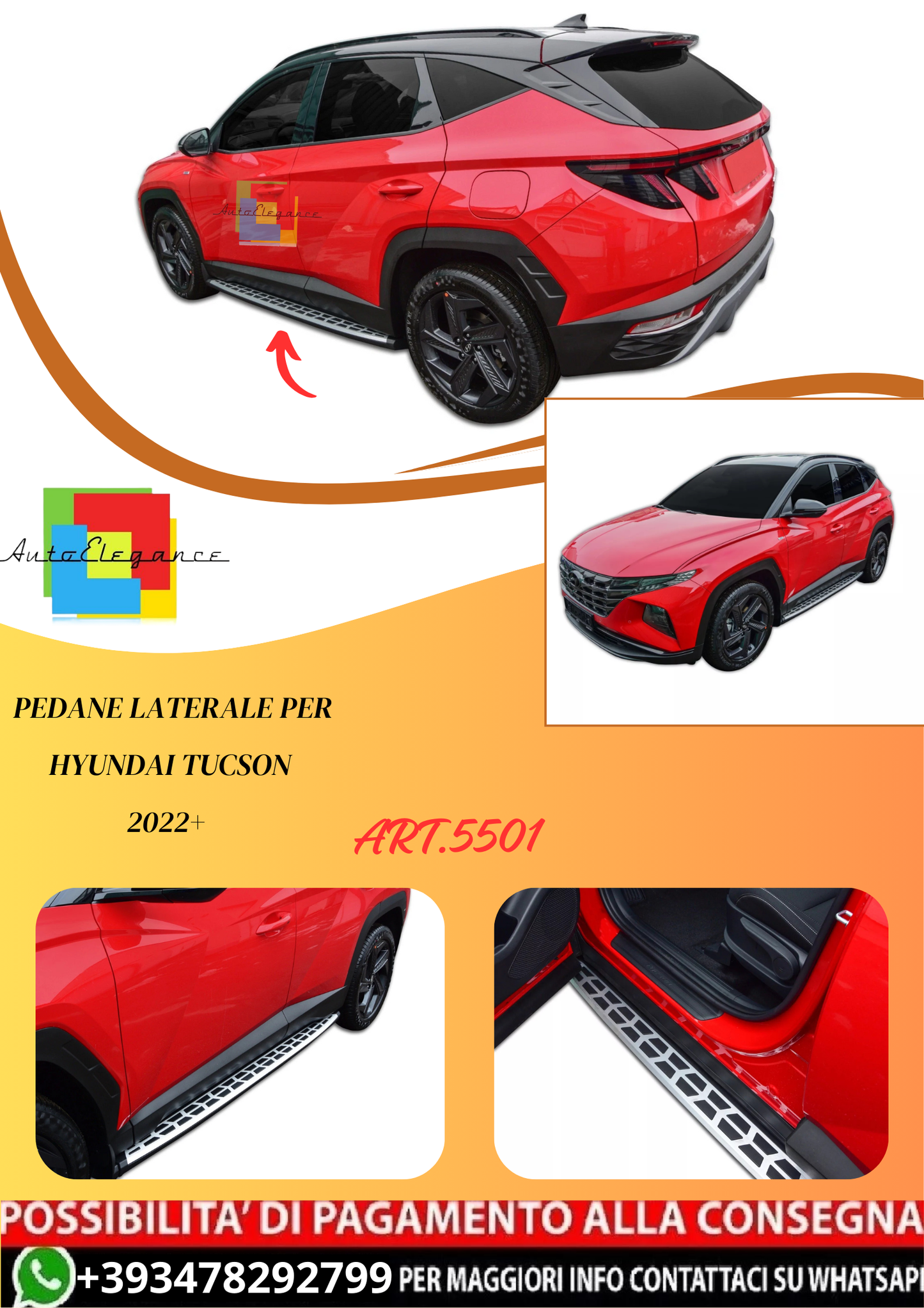 💫ART.5501 Pedane Laterale Per Hyundai Tucson 2022+💫