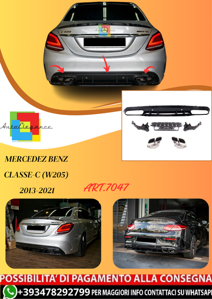 💫ART.7047 Diffusore + Terminali C63 AMG Facelift Look per Classe-C W205 13-21💫