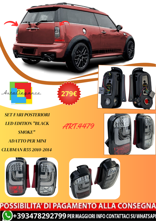 💫ART.4479 Set Fari Posteriori LED Edition "Black Smoke" per Mini Clubman R55💫