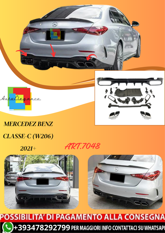 💫ART.7048 Diffusore + Terminali C63 AMG Look Mercedes Classe-C (W206) 2021+💫