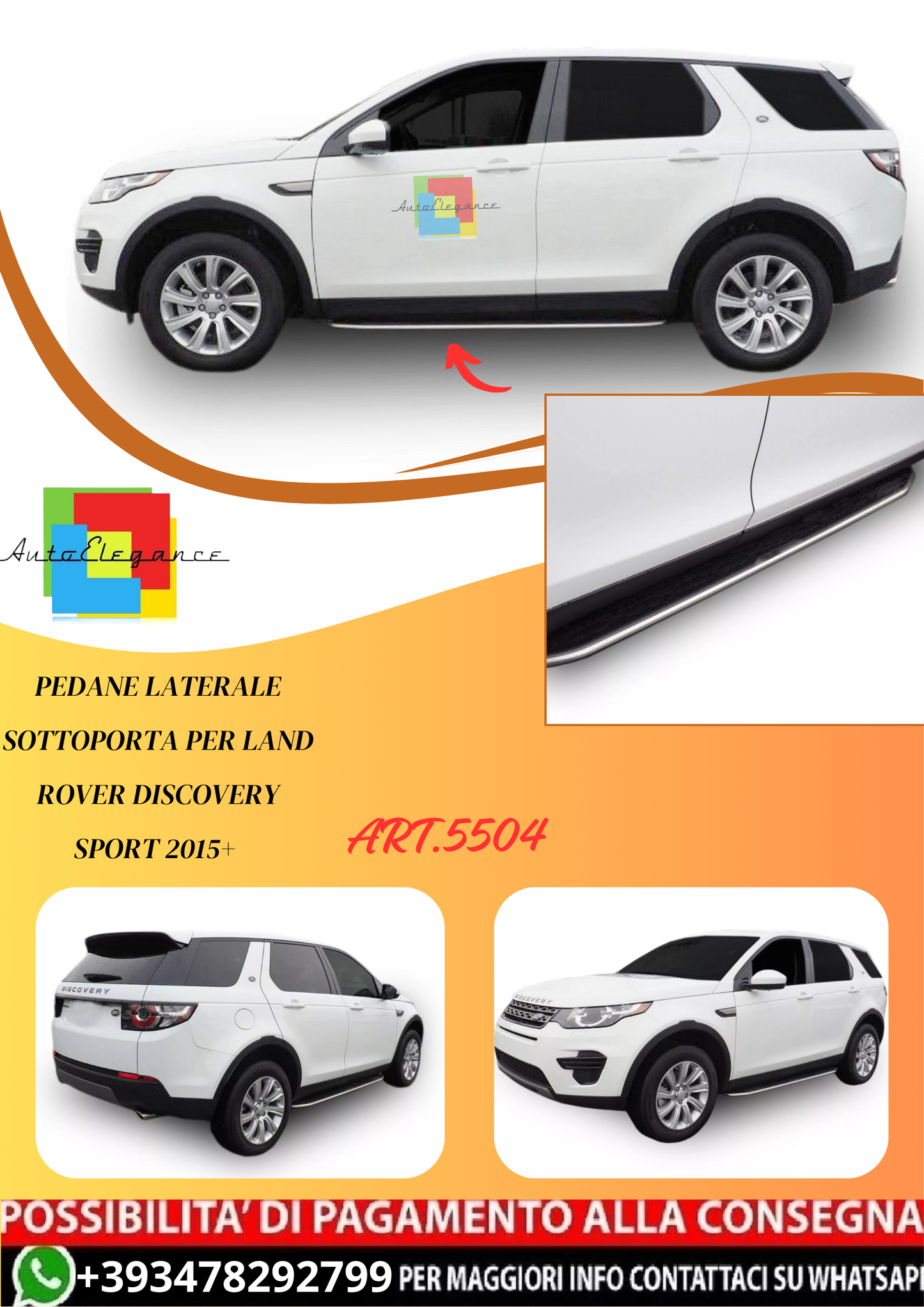 💫ART.5504 Pedane Laterale Sottoporta per Land Rover Discovery Sport 2015+ 💫