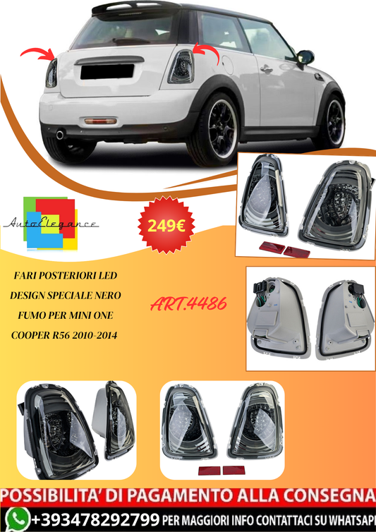 💫ART.4486 Fari posteriori Design Speciale Nero Fumo per Mini One Cooper R56💫