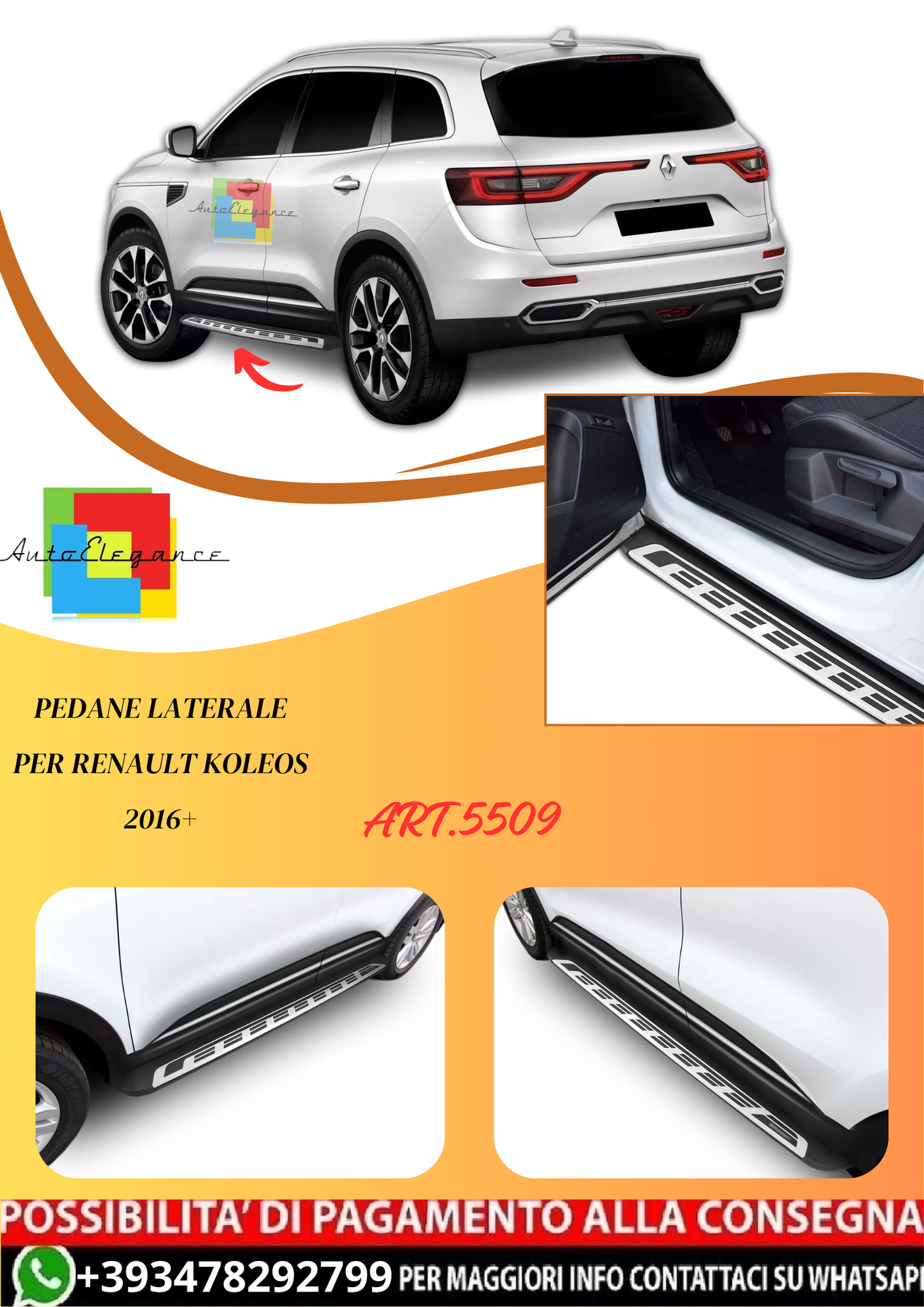 💫ART.5509 Pedane Laterale per Renault Koleos 2016+ 💫