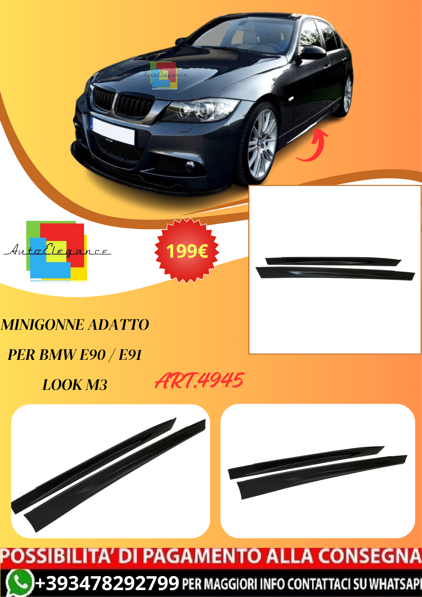 💫ART.4945 Minigonne adatto per BMW E90 / E91 Look M3💫