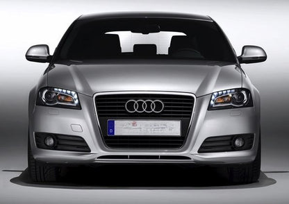 💫ART.5862 Fari anteriori TUBE LIGHT DRL neri adatti per Audi A3 8P 2008–2012💫