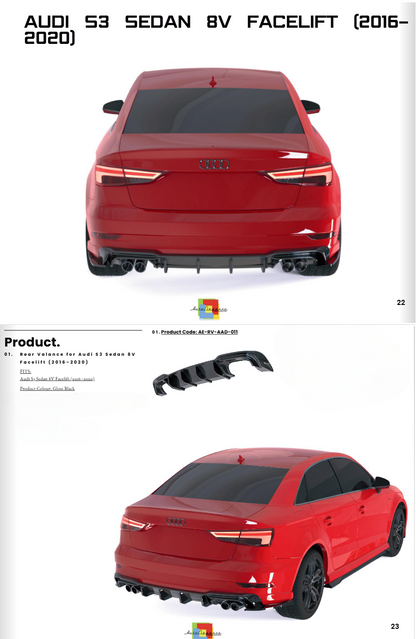 💕ART.2345 DIFFUSORE AUDI S3 SEDAN 8V FACELIFT 2016-2020💕