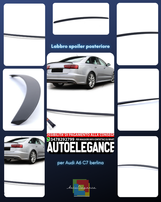 Labbro spoiler posteriore sportivo nero opaco per Audi A6 C7 berlina 11-18