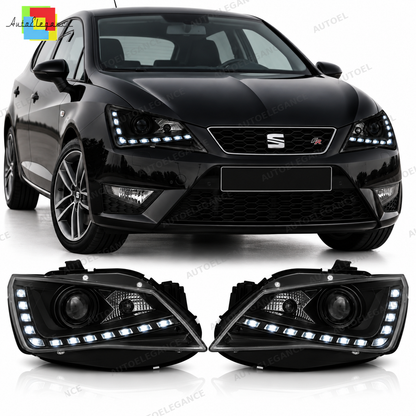 💕 Fari Anteriori Adatti per Seat Ibiza 6J 12-15 True DRL LED Neri 💕