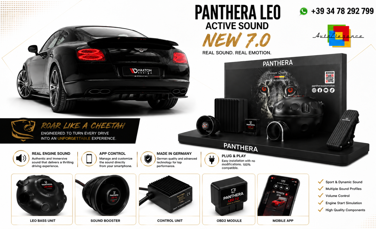 💫ART.2672 PANTHERA Soundsystem Booster 7.0 - Bentley Continental GT V8 S Mk2💫