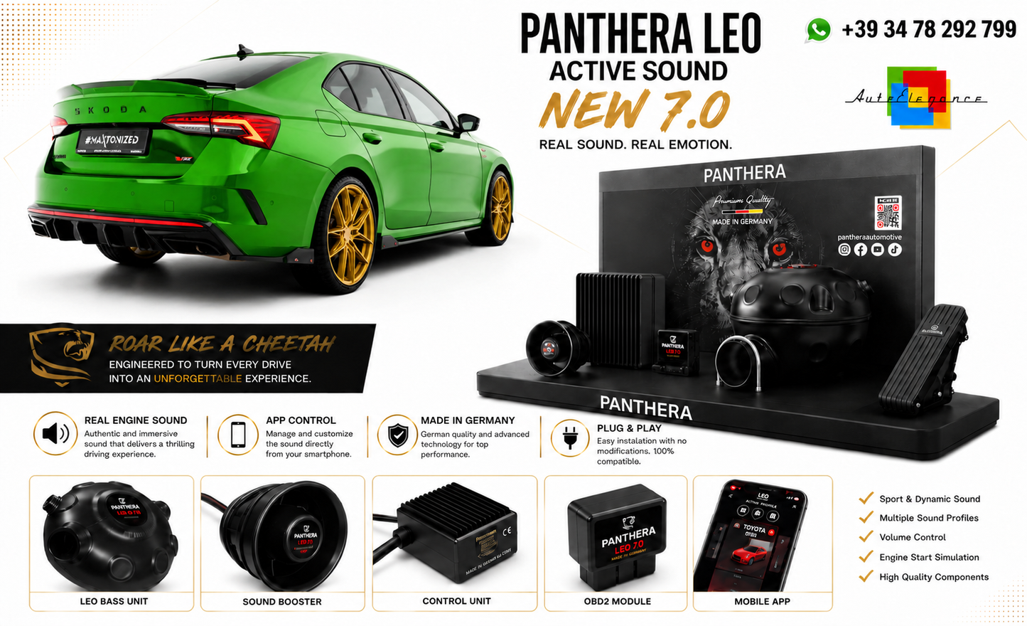💕ART.2672 PANTHERA Soundsystem Booster 7.0-Skoda Octavia RS Liftback Mk4 💕