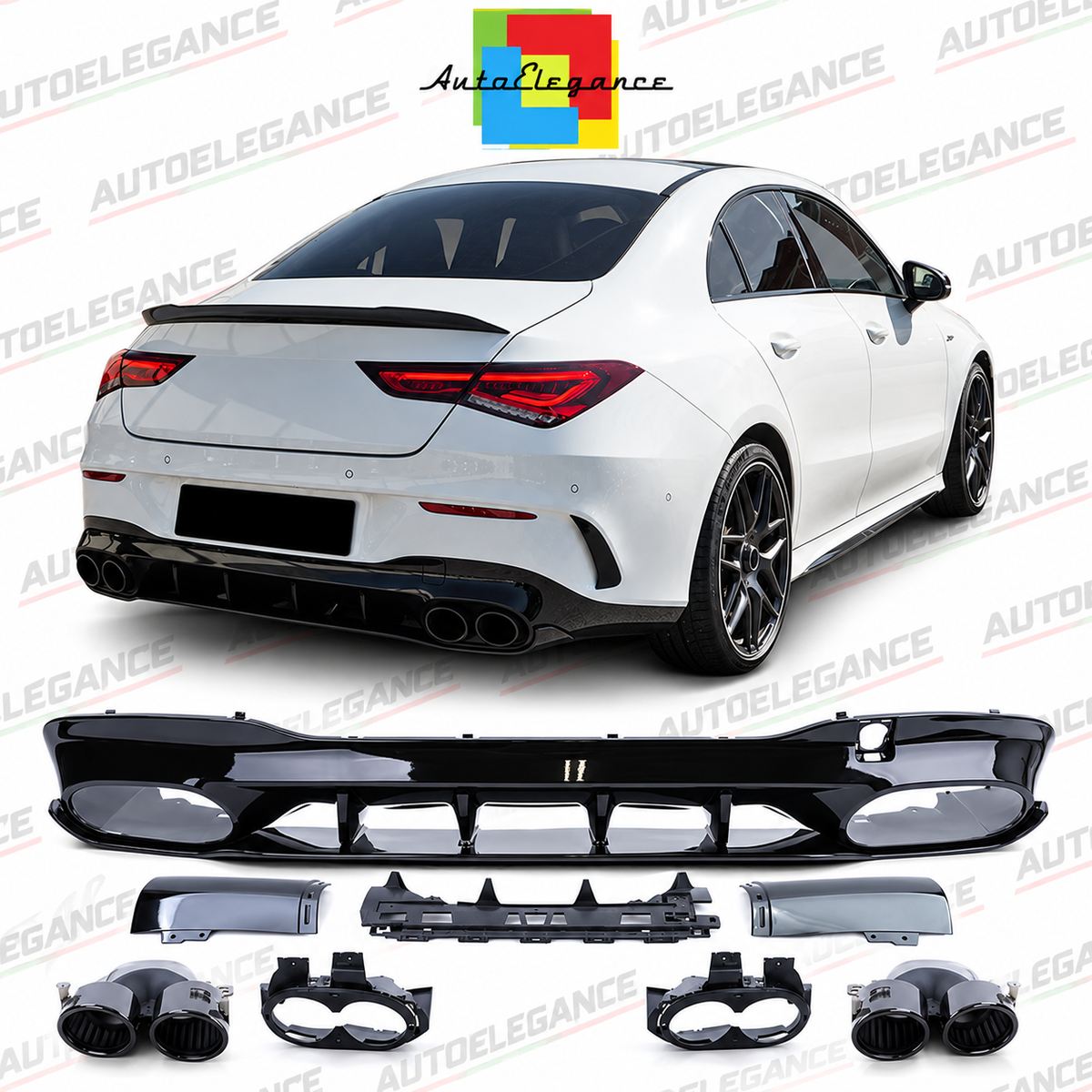 💕ART.0810 DIFFUSORE ADATTO PER  MERCEDES CLA W118 AMG LOOK A45 + TERMINALI💕