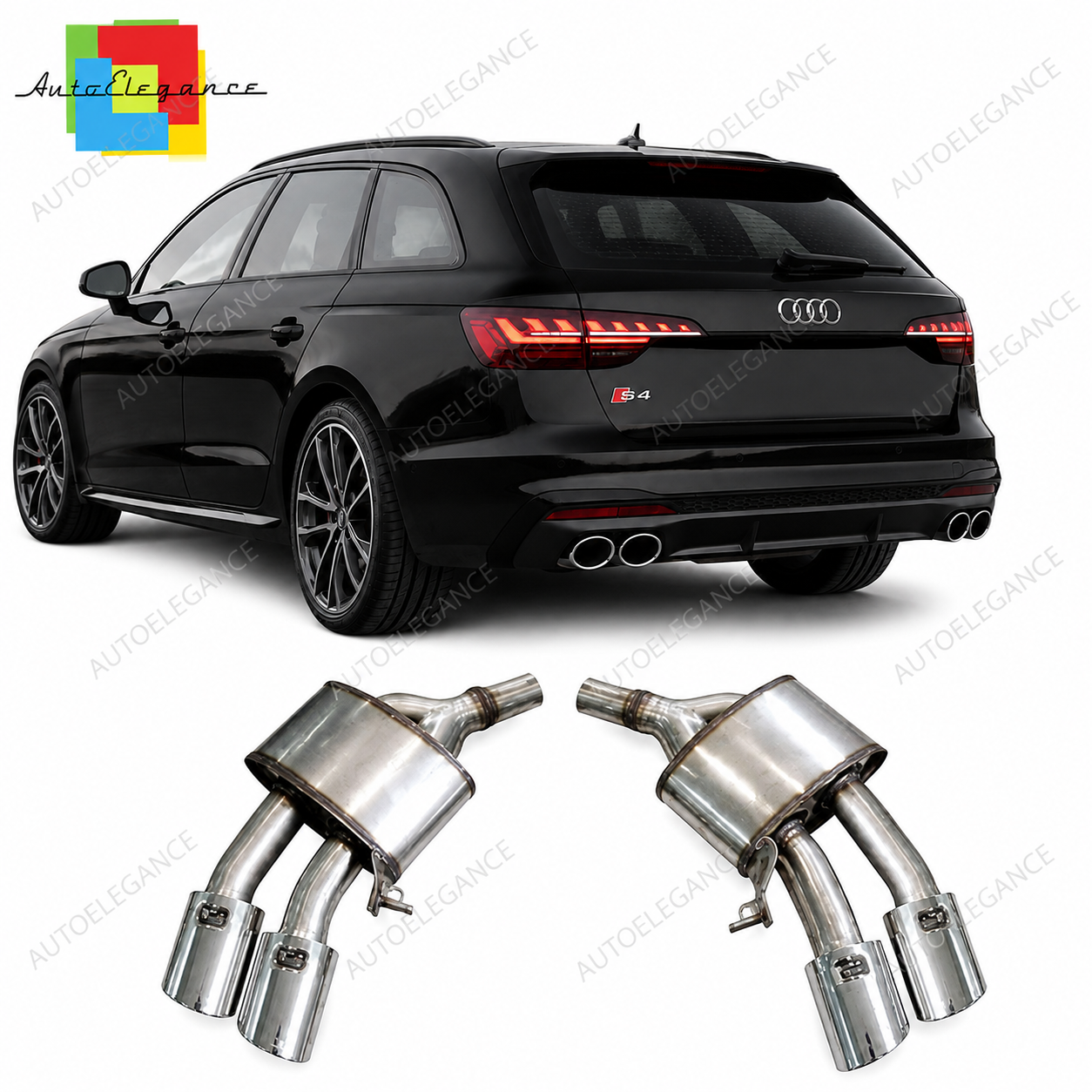 👉Silenziatore Scarico Audi A4 16-22 Look S4 Doppia Uscita 1.5T 2.0T Inox👈