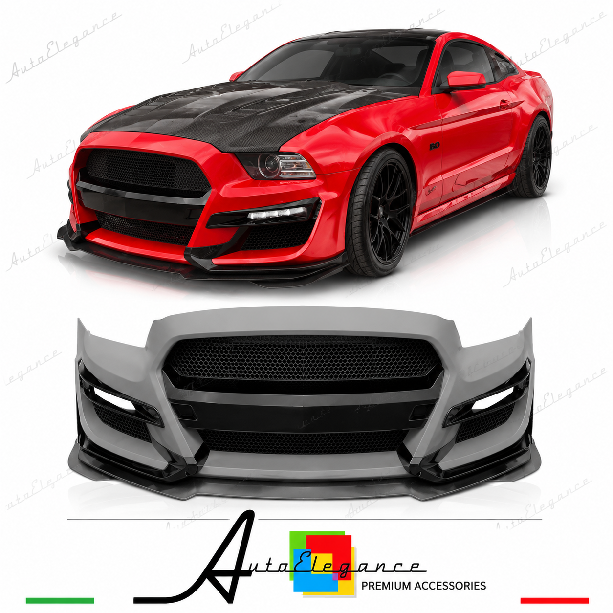 PARAURTI ANTERIORE FORD MUSTANG V6 GT 10-14 LOOK GT500 2018