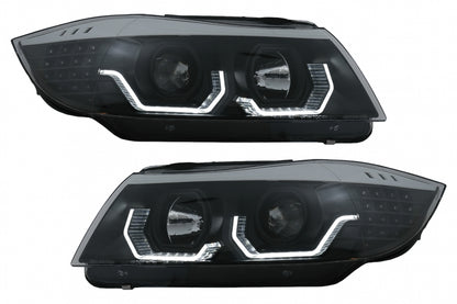⭐Fari Angel Eyes a LED 3D adatti per BMW Serie 3 E90 E91 Touring 05-08 LHD Nero⭐