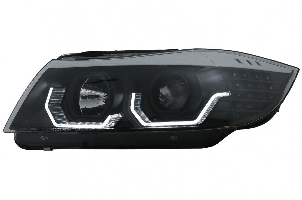 ⭐Fari Angel Eyes a LED 3D adatti per BMW Serie 3 E90 E91 Touring 05-08 LHD Nero⭐