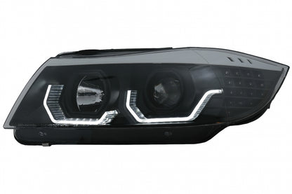 ⭐Fari Angel Eyes a LED 3D adatti per BMW Serie 3 E90 E91 Touring 05-08 LHD Nero⭐
