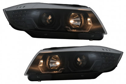 ⭐Fari Angel Eyes a LED 3D adatti per BMW Serie 3 E90 E91 Touring 05-08 LHD Nero⭐