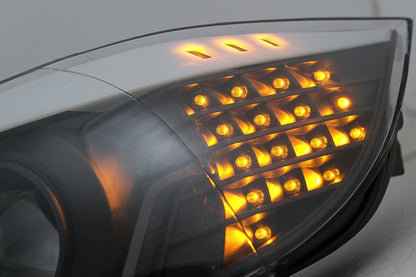 ✔️Fari 3D LED Angel Eyes adatti per BMW Serie 3 E90 E91 2005-2008 LHD Nero
