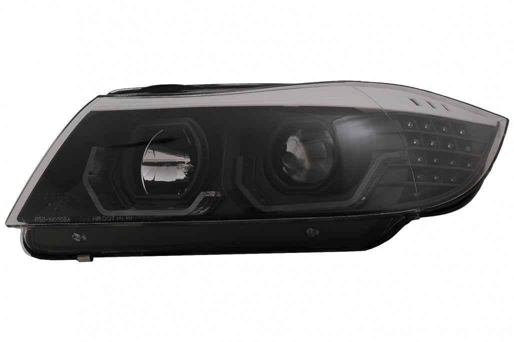 ⭐Fari Angel Eyes a LED 3D adatti per BMW Serie 3 E90 E91 Touring 05-08 LHD Nero⭐