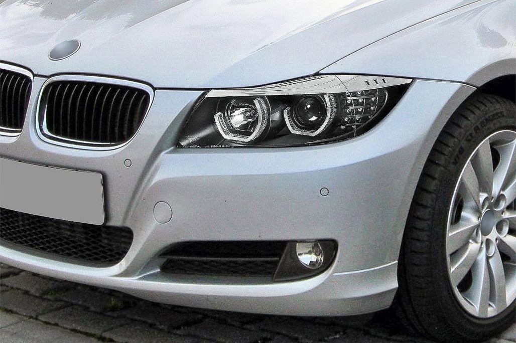 ⭐Fari Angel Eyes a LED 3D adatti per BMW Serie 3 E90 E91 Touring 05-08 LHD Nero⭐