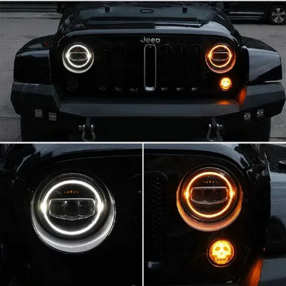 Fari a LED da 7 pollici Angel Eye Halo DRL adatto per Jeep Wrangler JK TJ LJ JL