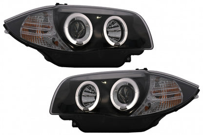 Angel Eyes Fari adatti per BMW Serie 1 E81 E82 E87 E88 (2004-2011) Nero