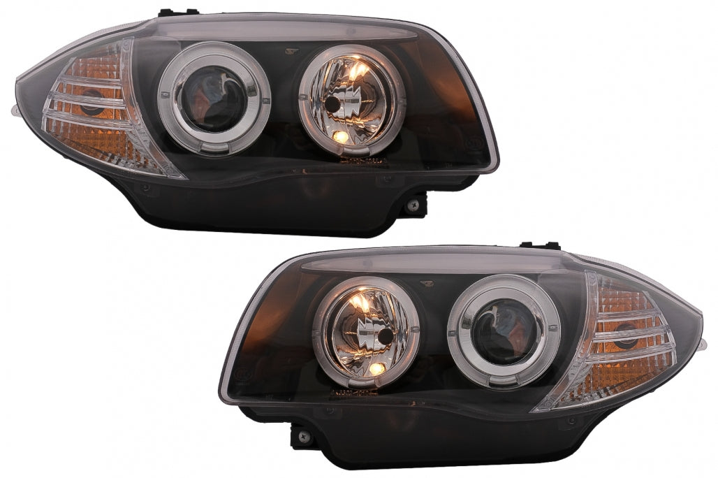 Angel Eyes Fari adatti per BMW Serie 1 E81 E82 E87 E88 (2004-2011) Nero