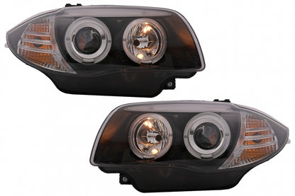 Angel Eyes Fari adatti per BMW Serie 1 E81 E82 E87 E88 (2004-2011) Nero