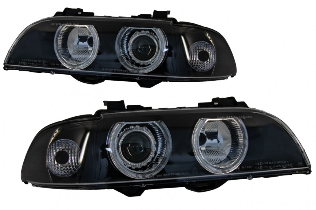 Angel Eyes Fari adatti per BMW Serie 5 E39 Berlina Touring (1996-2003) Nero Grig AUTOELEGANCERICAMBI