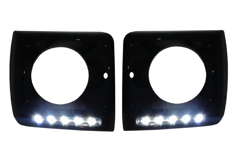 Copri fari neri con LED DRL luci di marcia diurna cromate adatte per Mercedes Classe G W463 (1989-up) G65 Design nero