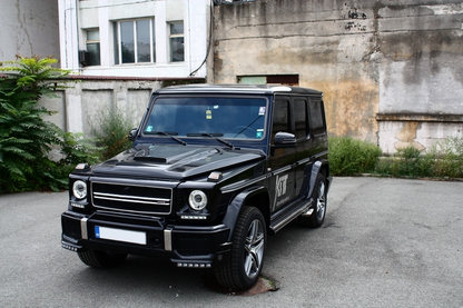 Copri fari neri con LED DRL luci di marcia diurna cromate adatte per Mercedes Classe G W463 (1989-up) G65 Design nero