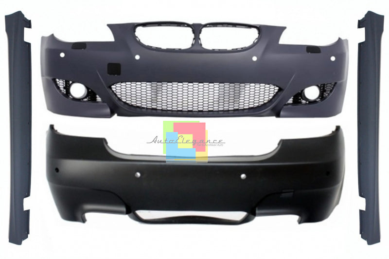 Kit carrozzeria adatto per BMW Serie 5 E60 (2003-2010) con impianto di scarico completo Twin Double Quad e laterale Minigonne M5 Design
