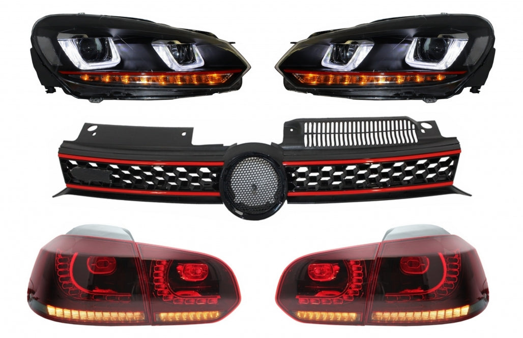 Griglia centrale adatta per VW Golf 6 VI (2008-2012) con fari LED DRL U-Design e