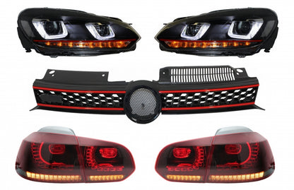 Griglia centrale adatta per VW Golf 6 VI (2008-2012) con fari LED DRL U-Design e