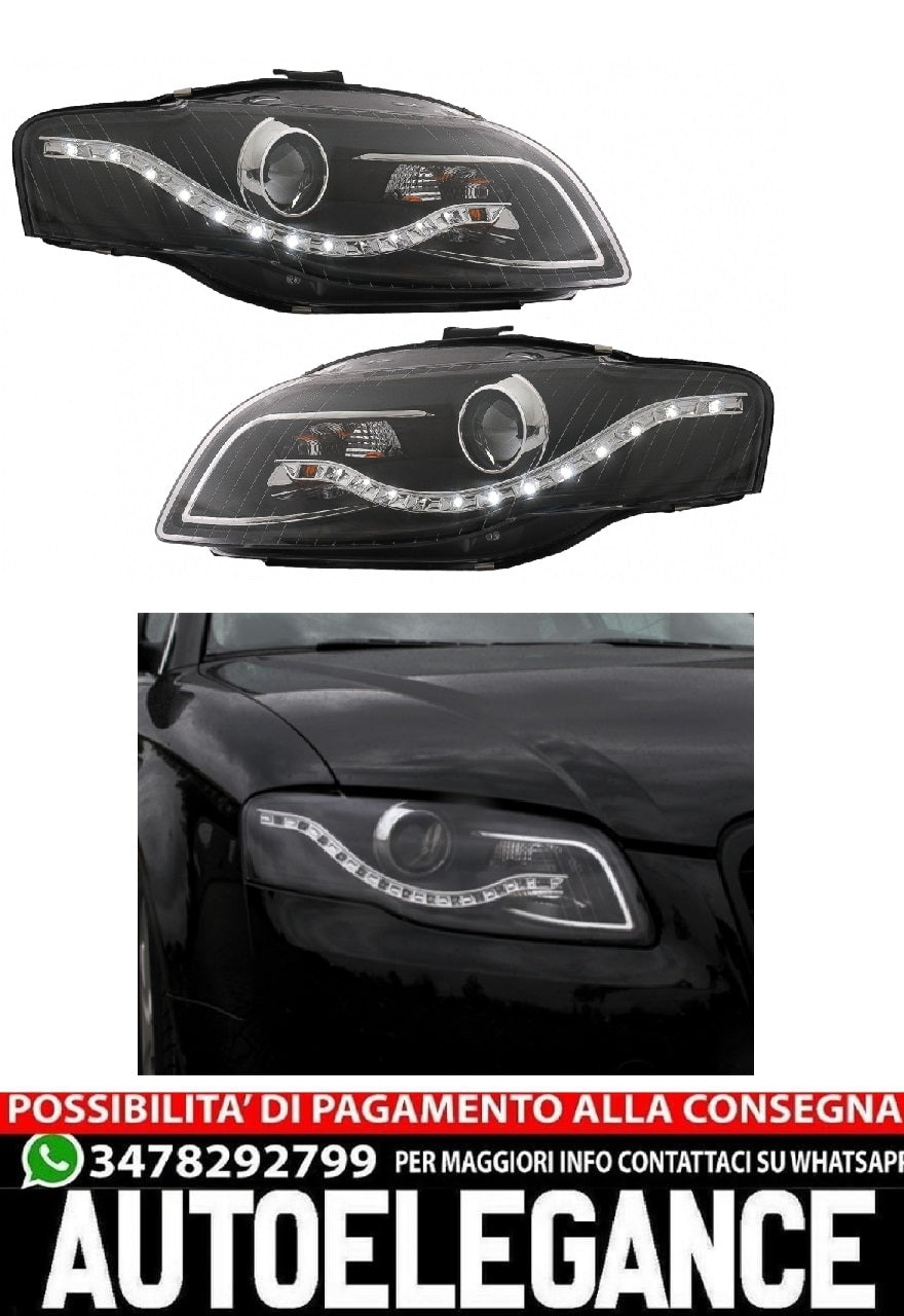 Fari LED DRL DAYLIGHT adatti per Audi A4 B7 (11.2004-03.2008) Nero