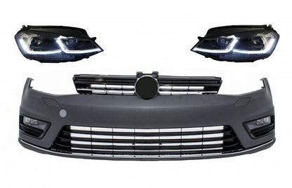 Front bumper and LED headlights suitable for VW Golf 7 VII (2012-2017)RHD Facelift 
