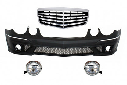 Front bumper suitable for Mercedes W211 E-Class (2006-2009) and grille 