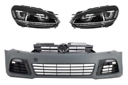 Paraurti anteriore adatto per VW Golf VI 6 (2008-2013) R20 Look con fari 3D LED
