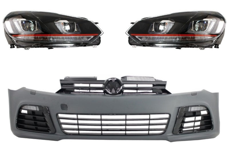Front bumper suitable for VW Golf VI 6 (2008-2013) R20 Look with 3D LED Headlights