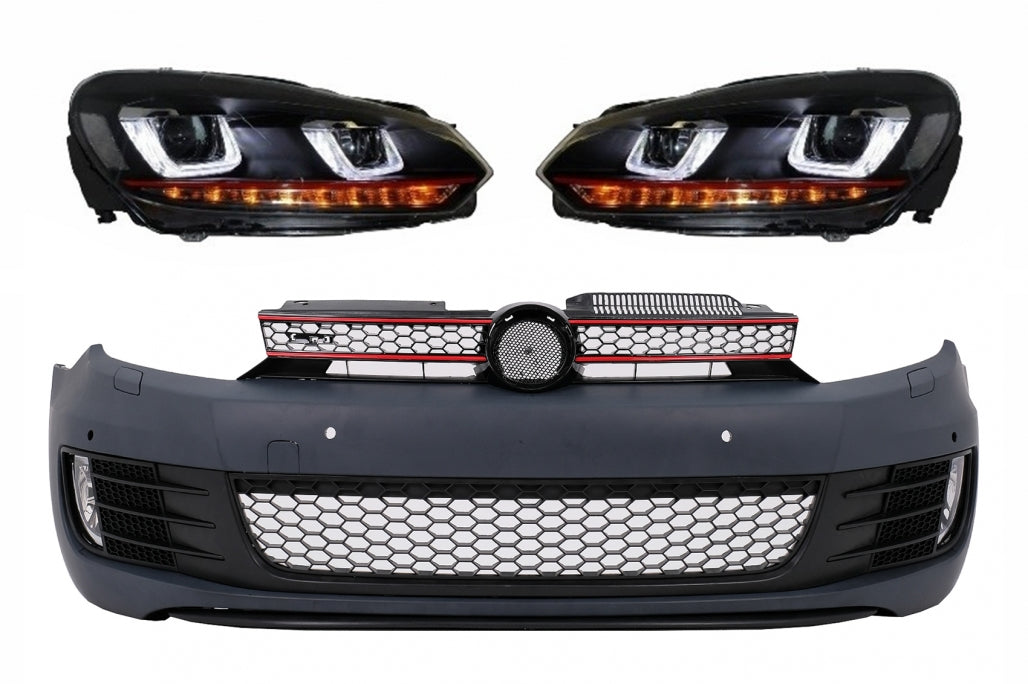 Front bumper suitable for VW Golf VI 6 (2008-2013) GTI Look with Golf 7 headlights 